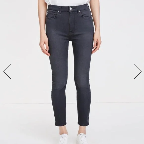 7 for All Mankind Denim Jeans Skinny High Waist Ankle Grey Womens Size 32 - Picture 2 of 12